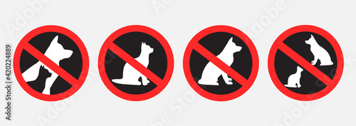 do not enter with animals dog cat sign