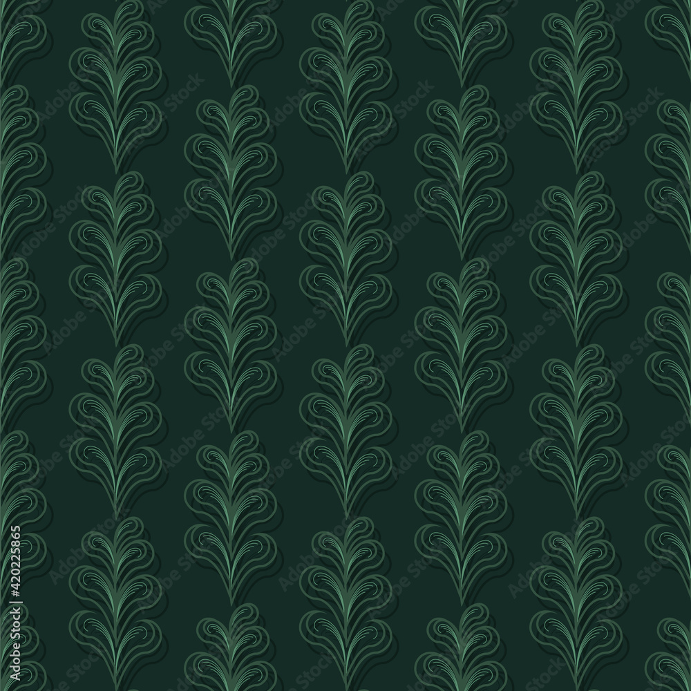 Decorative background with oak leaves, summer mood, seamless pattern, vector.
