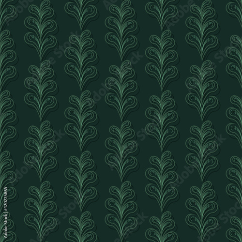 Decorative background with oak leaves, summer mood, seamless pattern, vector.