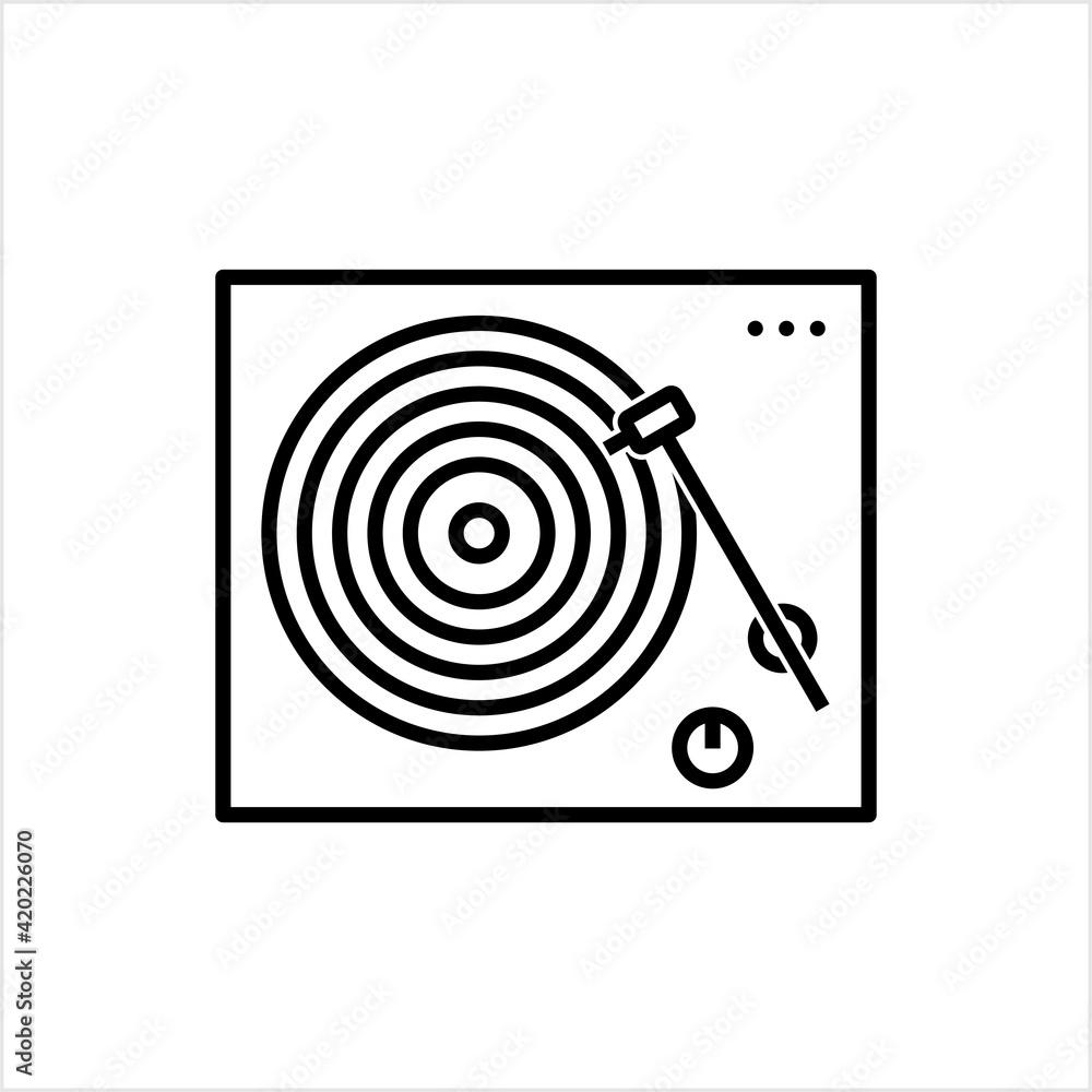 Vinyl Record Player Icon, Vinyl Disc Player Icon, Turntable