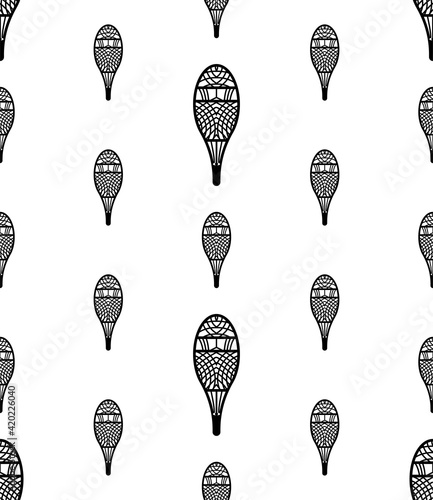 Traditional Snowshoes Icon Seamless Pattern, Winter Snow Equipment