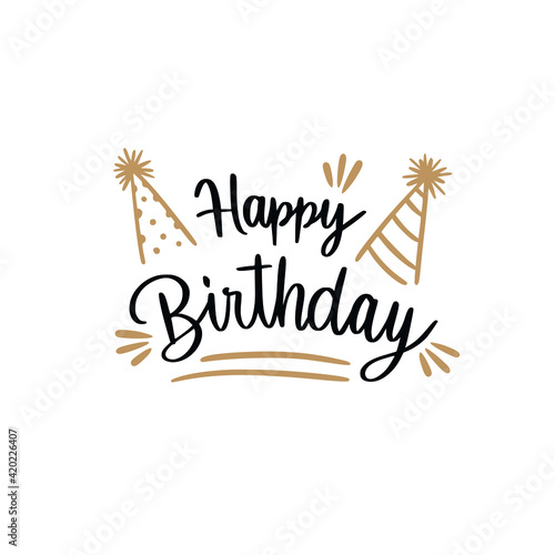 Happy Birthday wishing text and lettering  for greeting card and greetings
 photo