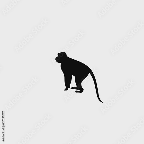 Vector illustration silhouette of a monkey