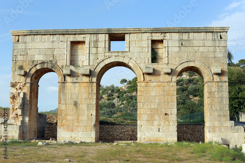 The ancient Roman gate at the northern edge of the ruins of Patara  Turkey 