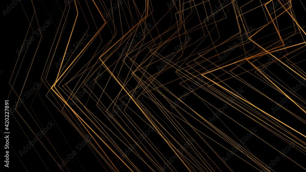 Black abstract motion background with golden curved lines. Seamless ...