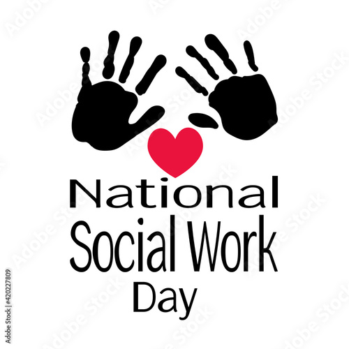 National Social Work Day, Symbolic handprints and red heart, for poster or banner