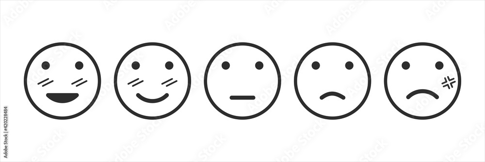 Emotional assessment icon set customer evaluation the service Emotional assessment icon set customer evaluation the service