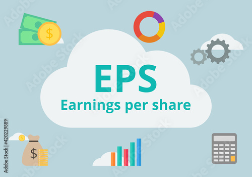 Earnings per share or EPS. Finance and accounting concept.