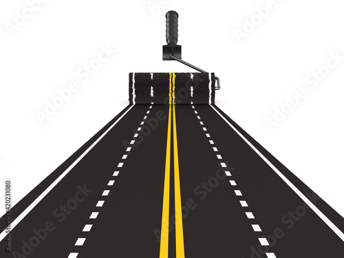 painted road with roller br...