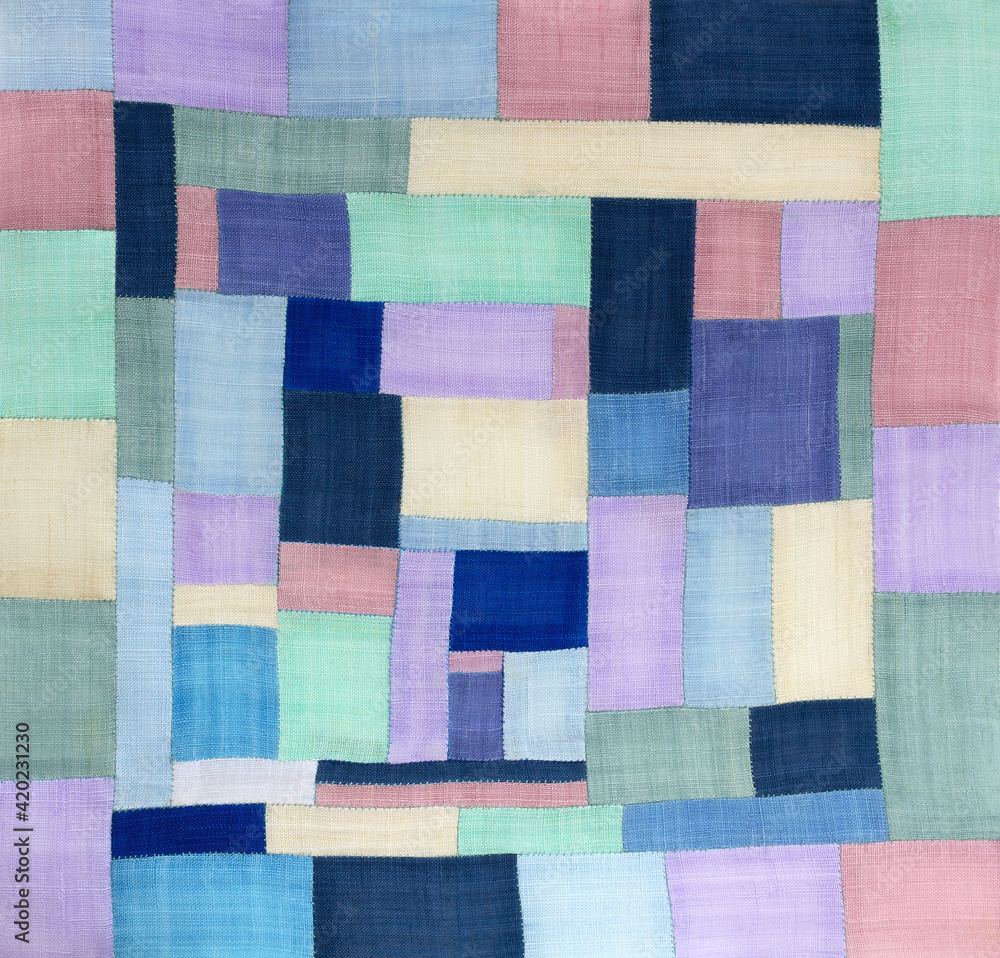 Korean traditional patchwork background of ramie fabric by hand-made. Pastel tone. 
 - obrazy, fototapety, plakaty 