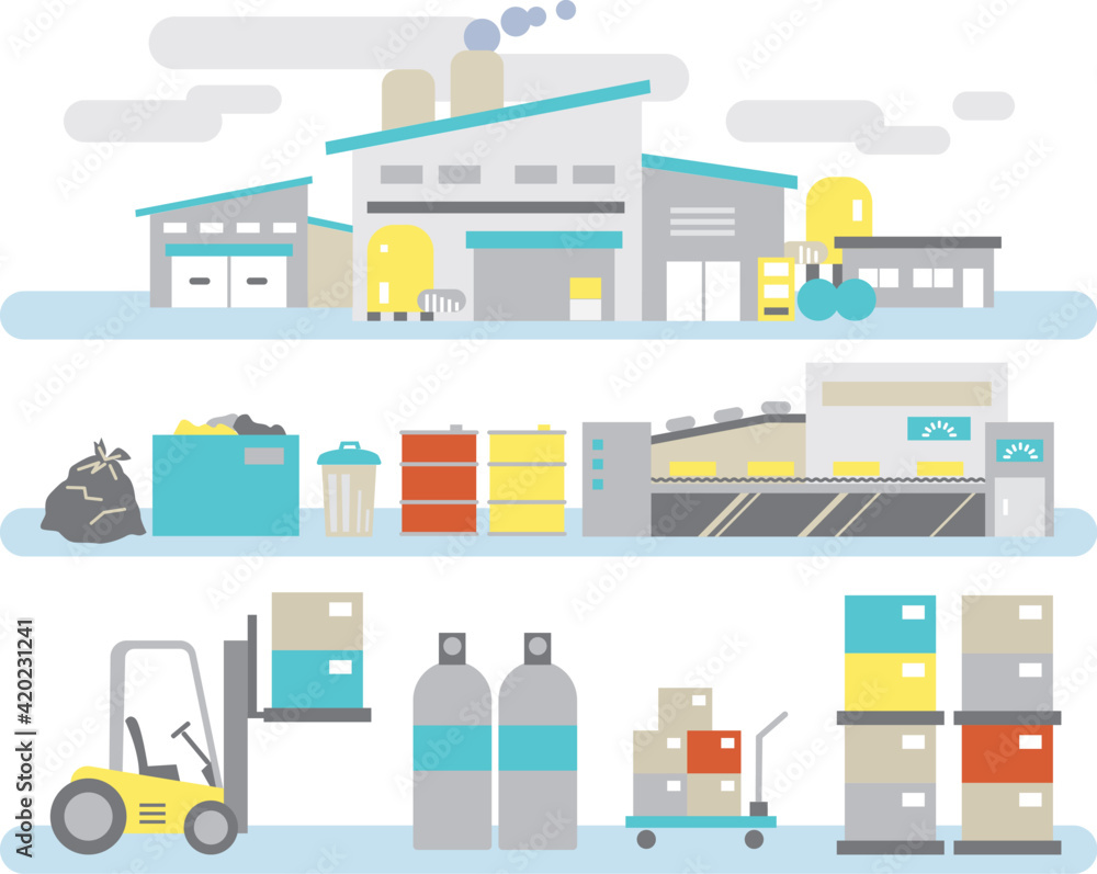 工場風景 全景 機械や積荷 Stock Vector Adobe Stock
