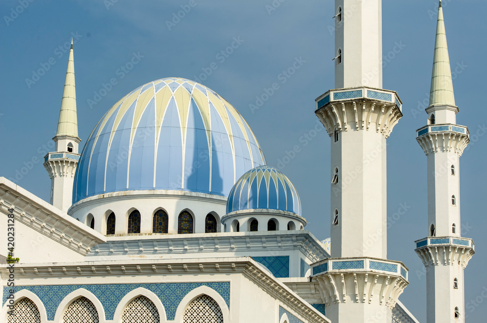  the Sultan Ahmad Shah State Mosque is Located in Kuantan and painted in an elegant light blue color