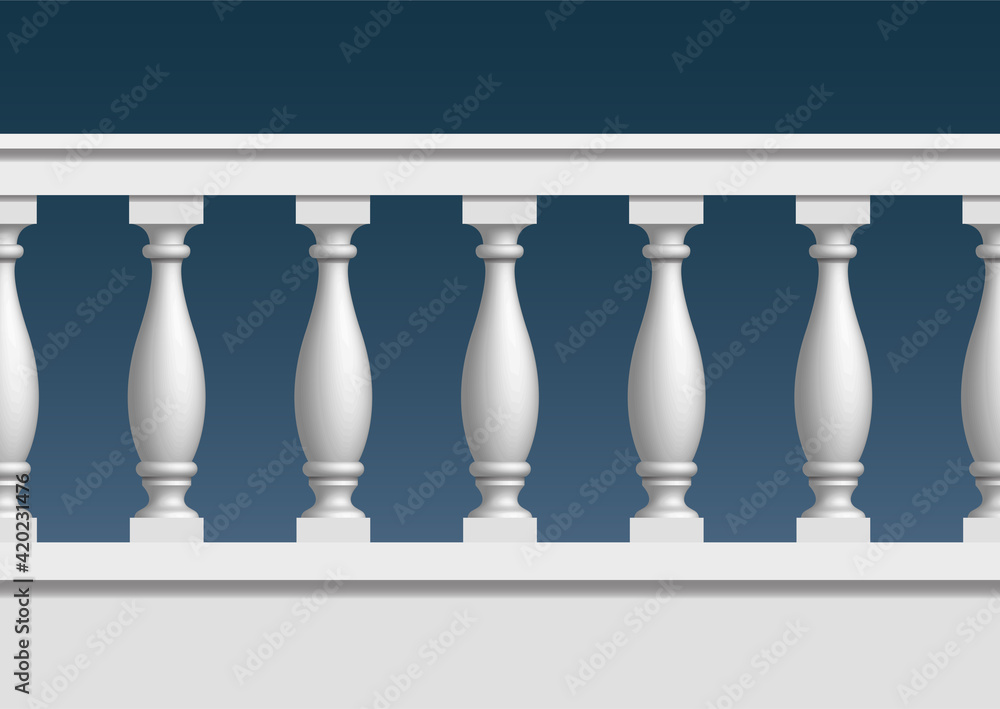 Seamless pattern of balustrade. The railing of the balcony or veranda. Architectural part of the order.