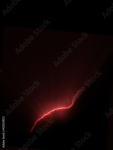 Crack with the light phenomenon on the black surface. Supernatural concept, 3...