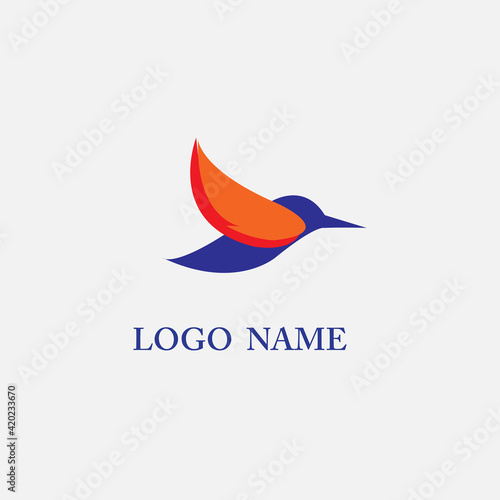 bird logo, orange winged blue bird logo