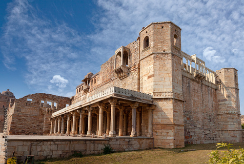 Ancient ruined Rana Kumbha Palace in Chittorgarh Fort, Rajasthan state of India. It is the oldest palace within the fort