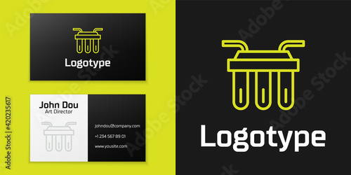 Logotype line Water filter icon isolated on black background. System for filtration of water. Reverse osmosis system. Logo design template element. Vector