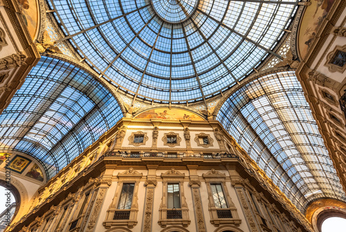 Architecture in Milan fashion Gallery  Italy. Dome roof architectural detail.