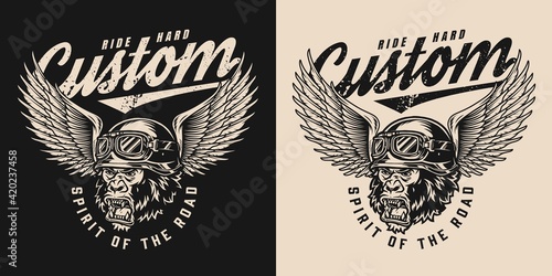 Motorcycle vintage monochrome emblem