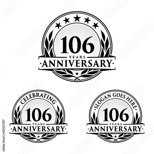 106 years anniversary collection logotype. Vector and illustration.
