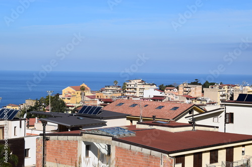 Panoramic view of Palmi, a town of South Italy, from the mount Elia