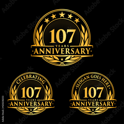 107 years anniversary collection logotype. Vector and illustration.
 photo