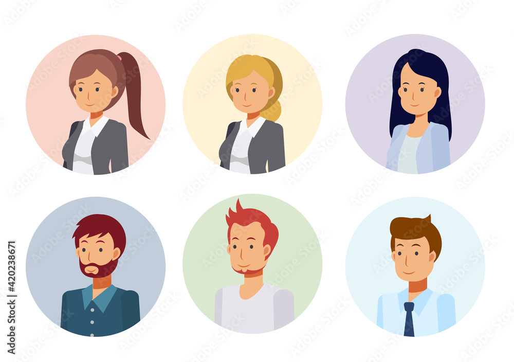 Vector illustration of flat style cartoon character people avatars. Vector illustration of flat style cartoon character people avatars.
