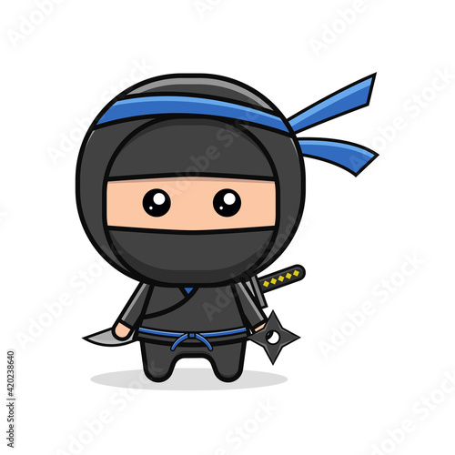 Kawaii illustration ninja vector graphics