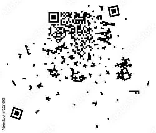 vector broken qr code on white background