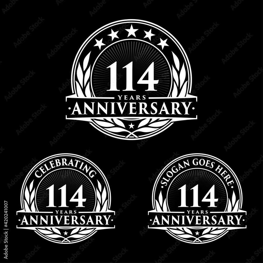 Fototapeta premium 114 years anniversary collection logotype. Vector and illustration. 