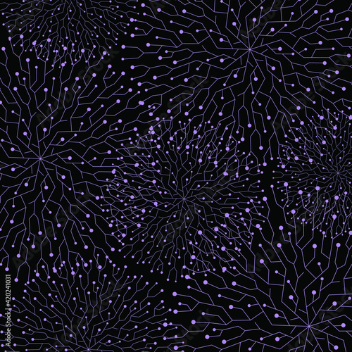 Abstract vector background of fractals. Vector openwork, weaving, mandala. Thin glowing rays. For website design, banners, posters.