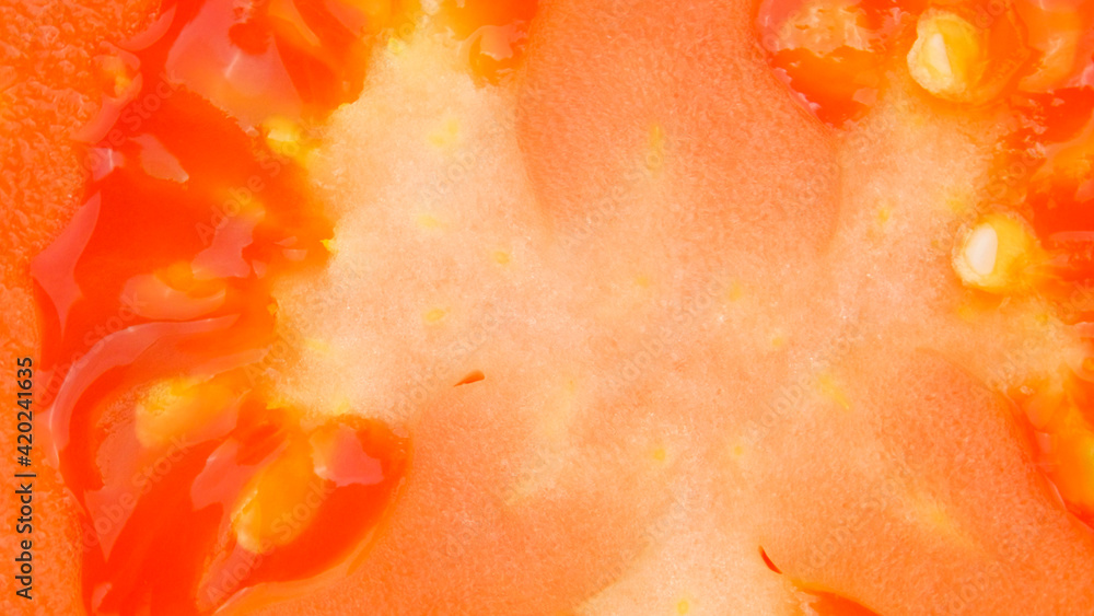 Macro of Tomato slice, Close up. Macro of Tomato slice, Close up.