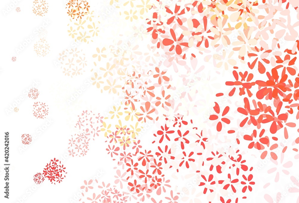 Light Red, Yellow vector abstract pattern with leaves.