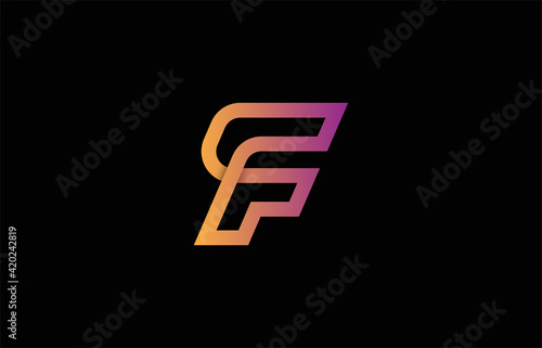 connected alphabet letter FC, CF, F logo design