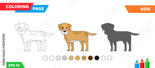 cute cartoon dog  coloring page for children education vector illustration