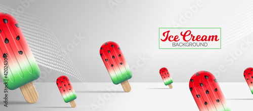 watermelon ice cream sticks  creative vector illustration banner design