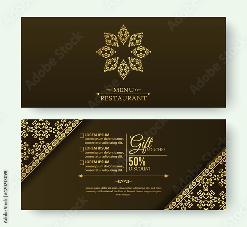 Menu restaurant luxury gift voucher design template