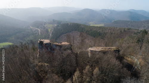 Château dans la forêt en drone