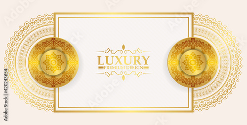 Luxury white and gold mandala background