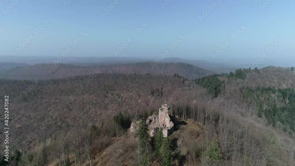 Château dans la forêt en drone Château dans la forêt en drone