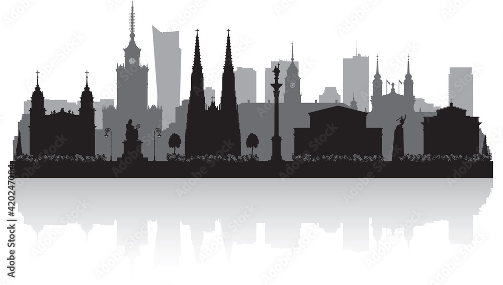 Warsaw Poland city skyline silhouette