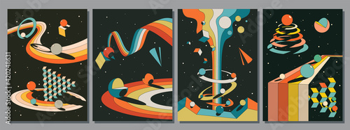 Abstract Psychedelic Space, Geometric 3D Shapes
