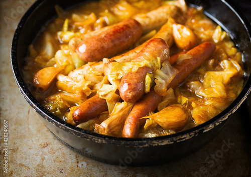 rustic cabbage stew with sausage