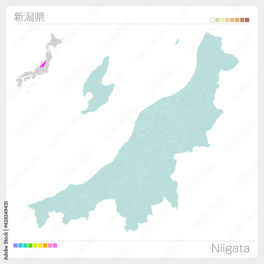 新潟県の地図・Niigata（市町村・区分け）