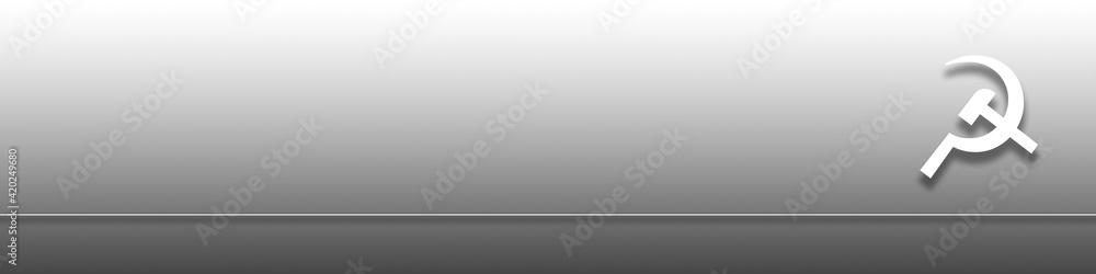 Fototapeta premium Breiter Hintergrund, Banner oder Bühne mit grauen Farbverlauf mit dem Symbol von Hammer und Sichel