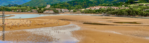 panorama of the ocean beach near the town