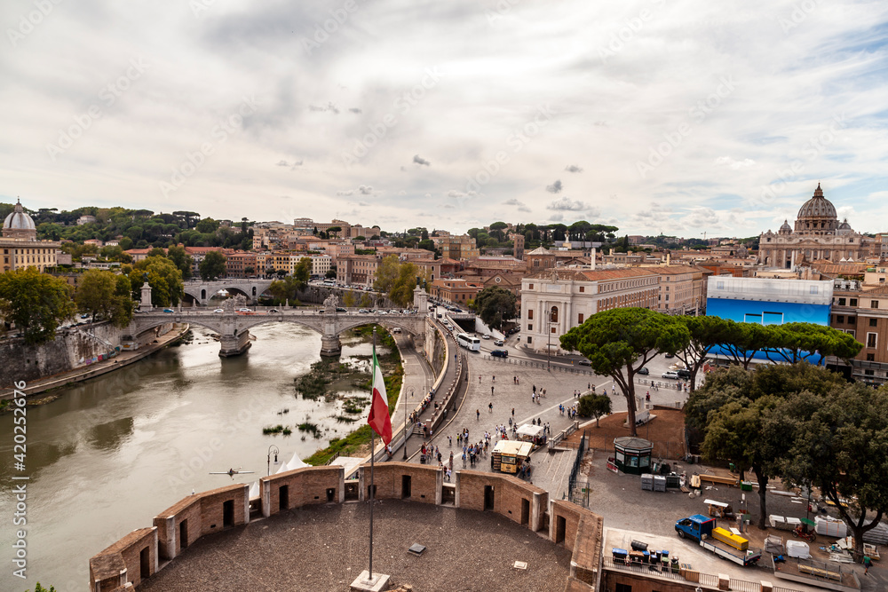 Bridg over the Tiber River. Rome