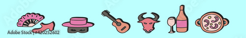 set of spanish cartoon icon design template with various models. vector illustration isolated on blue background