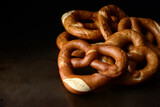 fresh baked pile of soft pretzels