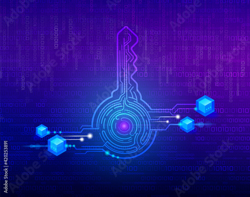 Private key for the personal Bitcoin Cryptocurrency digital signature, verified by the blockchain. EPS file.